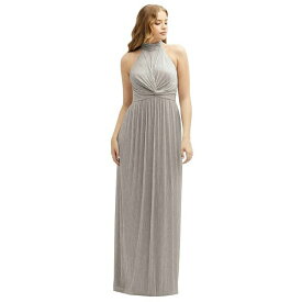 アフターシックス レディース ワンピース トップス Womens Band Collar Halter Open-Back Metallic Pleated Maxi Dress Metallic taupe