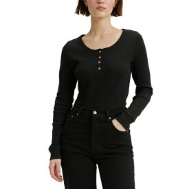 リーバイス レディース カットソー トップス Women's Sierra Waffle-Knit Quarter-Button Henley Top Caviar