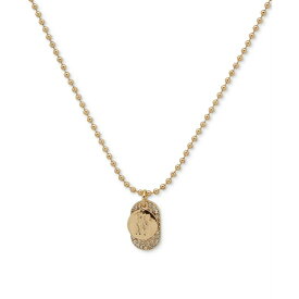 ダナ キャラン ニューヨーク レディース ピアス＆イヤリング アクセサリー Gold-Tone Crystal & Logo Charm Pendant Necklace, 16" + 3" extender White