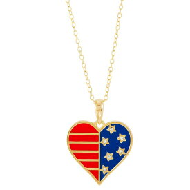 ジャニ ベルニーニ レディース ネックレス・チョーカー・ペンダントトップ アクセサリー Enamel Stars & Stripes Heart Pendant Necklace in 14k Gold-Plated Sterling Silver, 16" + 2" extender, Created for Macy's Gold Over Silver