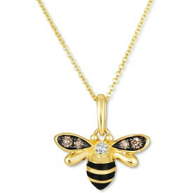 ルヴァン レディース ネックレス・チョーカー・ペンダントトップ アクセサリー Diamond (1/8 ct. t.w.) & Black Enamel Bee 18" Pendant Necklace in 14k Gold Yellow Gold