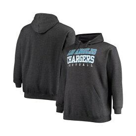 ファナティクス メンズ パーカー・スウェットシャツ アウター Men's Big and Tall Heathered Charcoal Los Angeles Chargers Practice Pullover Hoodie Heathered Charcoal