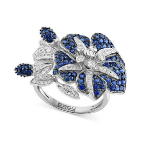エフィー コレクション レディース リング アクセサリー EFFY&reg; Sapphire (1-7/8 ct. t.w.) & Diamond (3/8 ct. t.w.) Flower Ring in 14k White Gold Sapphire
