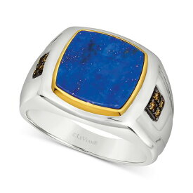 ルヴァン レディース リング アクセサリー Men's Lapis Lazuli & Chocolate Diamond (1/10 ct. t.w.) Ring in Sterling Silver & 14k Gold Silver