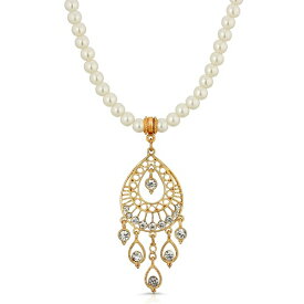 2028 メンズ ネックレス・チョーカー アクセサリー Gold Tone Crystal Filigree Drop Imitation Pearl Necklace White