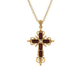 2028 レディース ネックレス・チョーカー・ペンダントトップ アクセサリー Glass Rectangle Cross Necklace Red