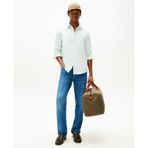 g~[ qtBK[ Y Vc gbvX Men's Regular-Fit Striped Heritage Oxford Long-Sleeve Shirt Fort Green/white