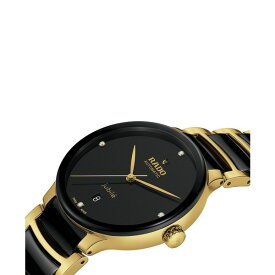 ラド レディース 腕時計 アクセサリー Unisex Swiss Automatic Centrix Diamond (1/20 ct. t.w.) Black Ceramic & Gold PVD Stainless Steel Bracelet Watch 40mm Black