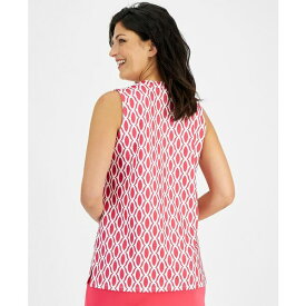 アンクライン レディース カットソー トップス Women's Sleeveless Split-Neck Geometric-Print Tunic Top Rich Camellia Multi
