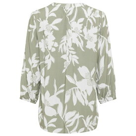 オルセン レディース カットソー トップス Women's Pure Viscose 3/4 Sleeve Abstract Floral Tunic Blouse Light khaki