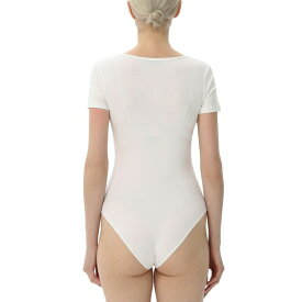 キミ アンド カイ レディース カットソー トップス Women's Square Neck Basic Bodysuit Top White