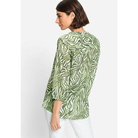 オルセン レディース カットソー トップス Women's Cotton Viscose 3/4 Sleeve Zebra Print Tunic Shirt Dk khaki