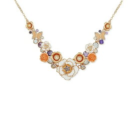 ゲス レディース ネックレス・チョーカー・ペンダントトップ アクセサリー Gold-Tone Mixed Color Stone Flower Statement Necklace, 16" + 2" extender Gold