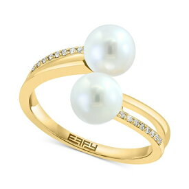 エフィー コレクション メンズ リング アクセサリー EFFY&reg; Freshwater Pearl (6-1/2mm) & Diamond (1/20 ct. t.w.) Bypass Ring in 14k Gold 14K Gold