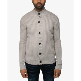 エックスレイ メンズ ニット&セーター アウター Men's Button Up Stand Collar Ribbed Knit Cardigan Sweater Silver-Tone Gray