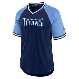 ファナティクス メンズ Tシャツ トップス Tennessee Titans Fanatics Branded Second Wind Raglan VNeck TShirt Navy/Light Blue