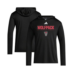 �A�f�B�_�X �����Y T�V���c �g�b�v�X Men's Black NC State Wolfpack 2025 Sideline Training Long Sleeve Hooded T-Shirt Black