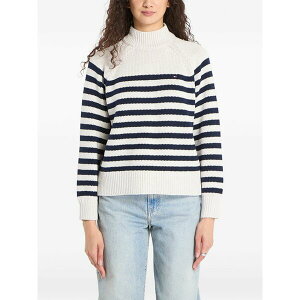 �g�~�[ �q���t�B�K�[ ���f�B�[�X �j�b�g&�Z�[�^�[ �A�E�^�[ Stripe-pattern raglan-sleeve sweater White