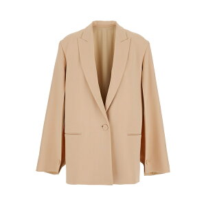 Ax^ tFbeB fB[X WPbgu] AE^[ Beige Single-breasted Jacket With Classic Lapels In Fabric Woman Beige