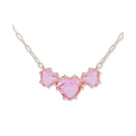 ゲス レディース ネックレス・チョーカー・ペンダントトップ アクセサリー Triple Heart-Shape Stone Statement Necklace, 16" + 2" extender Rose