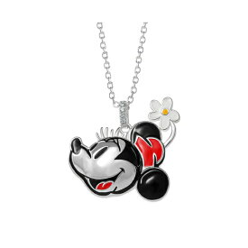 ディズニー メンズ ネックレス・チョーカー アクセサリー 100 Minnie Mouse Silver Plated Head Pendant Necklace - 18" Chain- Officially Licensed, Limited Edition Silver tone, red, black