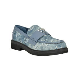ゲス レディース サンダル シューズ Women's Shatha Logo Hardware Slip-on Almond Toe Loafers Blue Denim - Manmade, Textile
