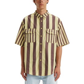 リーバイス メンズ シャツ トップス Men's Woven Skate Stripe Shirt Banana Split Brown Yellow