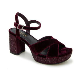 ケネスコール レディース サンダル シューズ Women's Reeva Platform Dress Sandals Burgundy Velvet