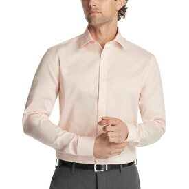 カルバンクライン メンズ シャツ トップス Men's Steel Plus Regular Fit Modern Pin Cord Dress Shirt Soft Melon