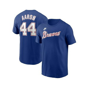�i�C�L �����Y �V���c �g�b�v�X Men's Hank Aaron Royal Atlanta Braves Cooperstown Collection Fuse Name Number T-Shirt Royal