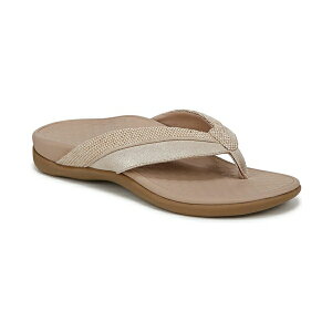 oCIjbN fB[X T_ V[Y Womens Shore Thong Sandals Beige & gold leather / canvas