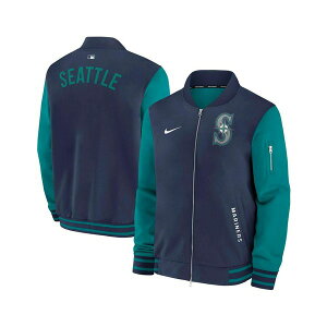 iCL Y WPbgu] AE^[ Men's Navy/Aqua Seattle Mariners Authentic Collection Dugout Full-Zip Bomber Jacket Navy, Aqua