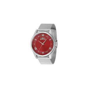 CrN^ Y rv ANZT[ Men's 48484 Celestial Quartz 3 Hand Red Dial Watch Silver