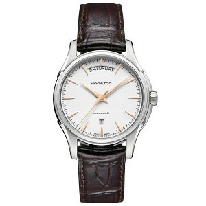 n~g Y rv ANZT[ Watch, Men's Swiss Automatic Jazzmaster Day Date Brown Leather Strap 40mm H32505511 No Color