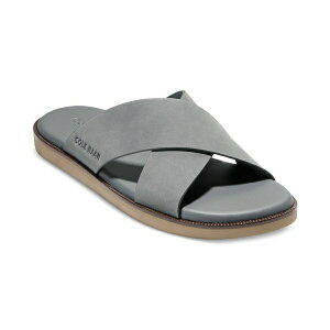 R[n[ Y T_ V[Y Men's Nantucket Cross Strap Slip-On Slide Sandals Lava Smoke Nubuck
