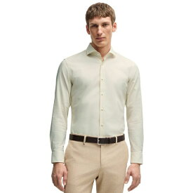 ヒューゴボス メンズ シャツ トップス Men's Easy-Iron Slim-Fit Dress Shirt Open White