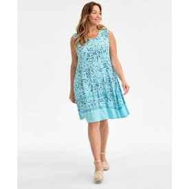 スタイルアンドコー レディース ワンピース トップス Plus Size Printed Sleeveless Flip-Flop Dress, Exclusively at Macy's Alice Floral Blue
