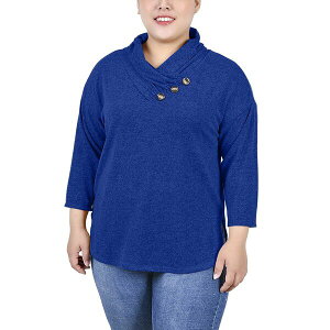 j[[NRNV fB[X Jbg\[ gbvX Plus Size 3/4 Sleeve Crossover Cowl Neck Top Surf The Web Enzoz