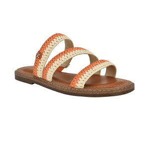 トミー ヒルフィガー レディース サンダル シューズ Women's Brelyn Raffia Slip-On Flat Sandals Orange/White