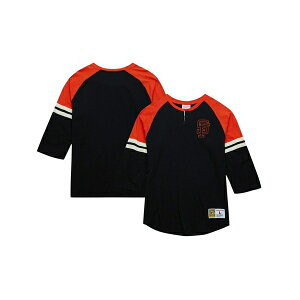 �~�b�`�F��&�l�X �����Y �V���c �g�b�v�X Men's Black San Francisco Giants Cooperstown Collection Legendary Raglan Slub Henley 3/4-Sleeve T-Shirt Black