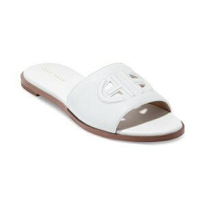 R[n[ fB[X T_ V[Y Women's Flynn Logo Slide Sandals White Leather