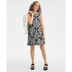 スタイルアンドコー レディース ワンピース トップス Petite Floral-Print Sleeveless Flip-Flop Dress, Exclusively at Macy's Flroal Black