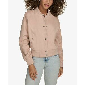 [oCX fB[X WPbgu] AE^[ Women's Ribbed-Edge Cropped Denim Bomber Jacket Light Pink