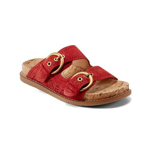 A[X fB[X T_ V[Y Women's Francii Double Band Flat Slip-On Sandals Red Suede