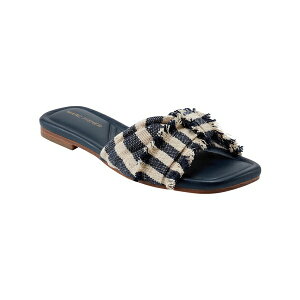 �}�[�N�t�B�b�V���[ ���f�B�[�X �T���_�� �V���[�Y Women's Orbit Knotted Flat Slide Sandals Navy Stripe
