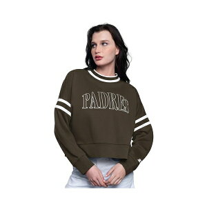 �X�^�[�^�[ ���f�B�[�X �J�b�g�\�[ �g�b�v�X Women's Brown San Diego Padres Power Play Cropped Pullover Sweatshirt Brown