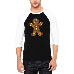 GG[|bvA[g Y Vc gbvX Men's Gingerbread Raglan Baseball Word Art T-Shirt Black, White