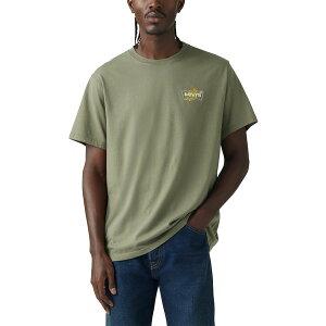 [oCX Y Vc gbvX Men's Relaxed Fit Box Tab Short Sleeve Logo Graphic Crewneck T-Shirt Cacti Lichen Green