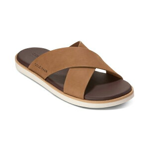 R[n[ Y T_ V[Y Men's Nantucket Cross Strap Slip-On Slide Sandals Toffee Nubuck