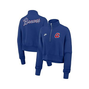 �i�C�L ���f�B�[�X �J�b�g�\�[ �g�b�v�X Women's Royal Atlanta Braves Cooperstown Collection Phoenix Fleece Half-Zip Sweatshirt Royal